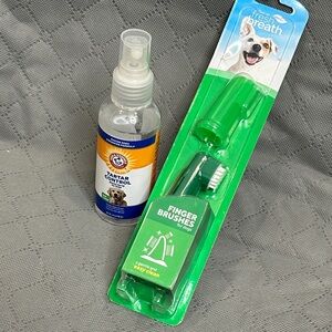 Arm & Hammer & Fresh Breath Pet Dental Care Tartar Spray & Finger Brushes NWT